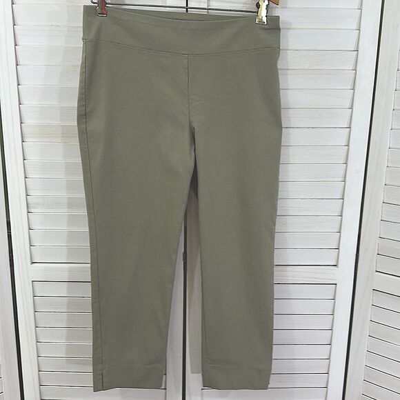 WHBM Stretch Pull On Sage Color Crop Pants Size 10 - Picture 3 of 13